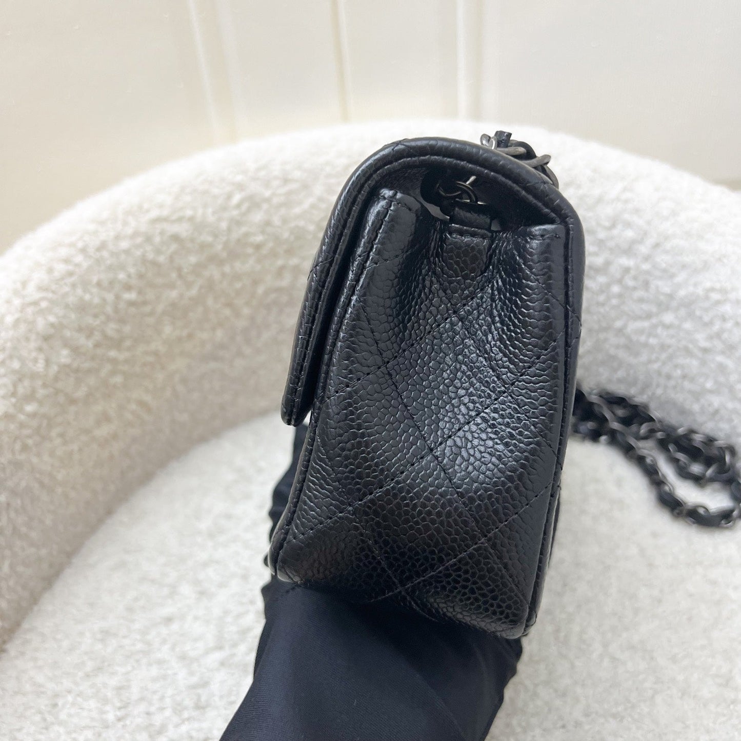 Chanel Classic Mini Rectangular Flap in Black Caviar and RHW