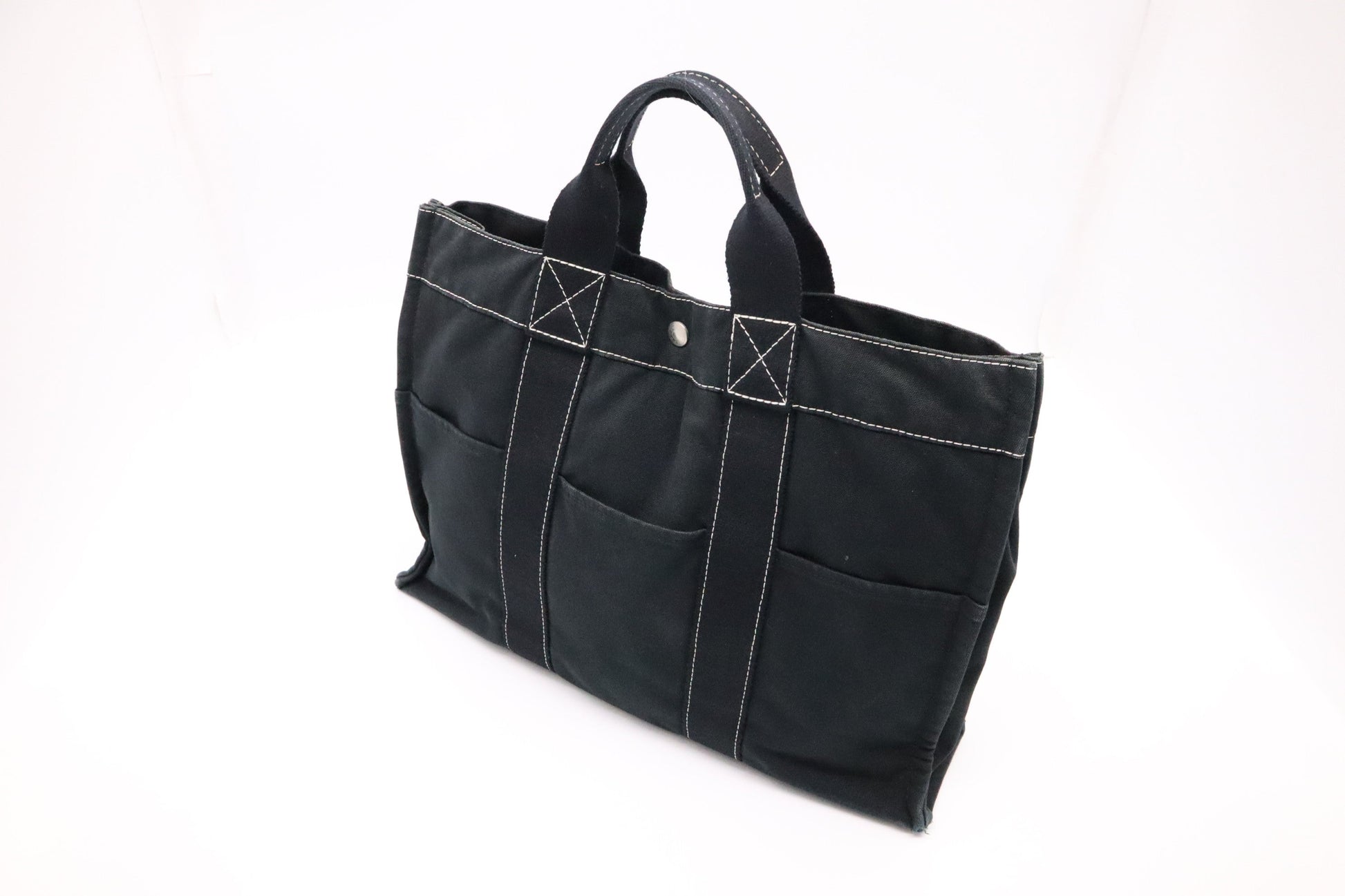 Hermes Fourre Tout Mm In Handbag Canvas Black Travel Bag