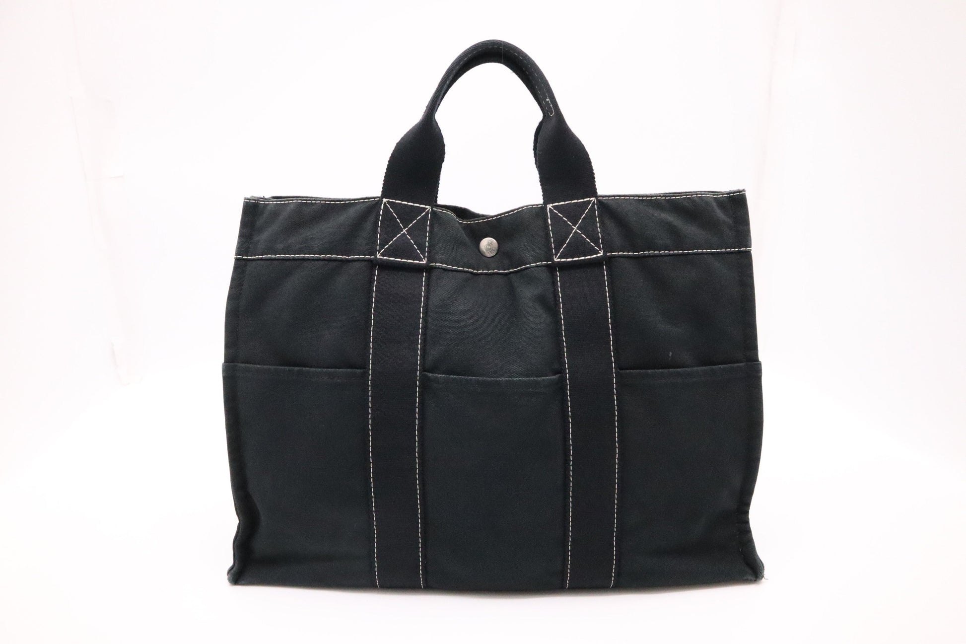 Hermes Fourre Tout Mm In Handbag Canvas Black Travel Bag