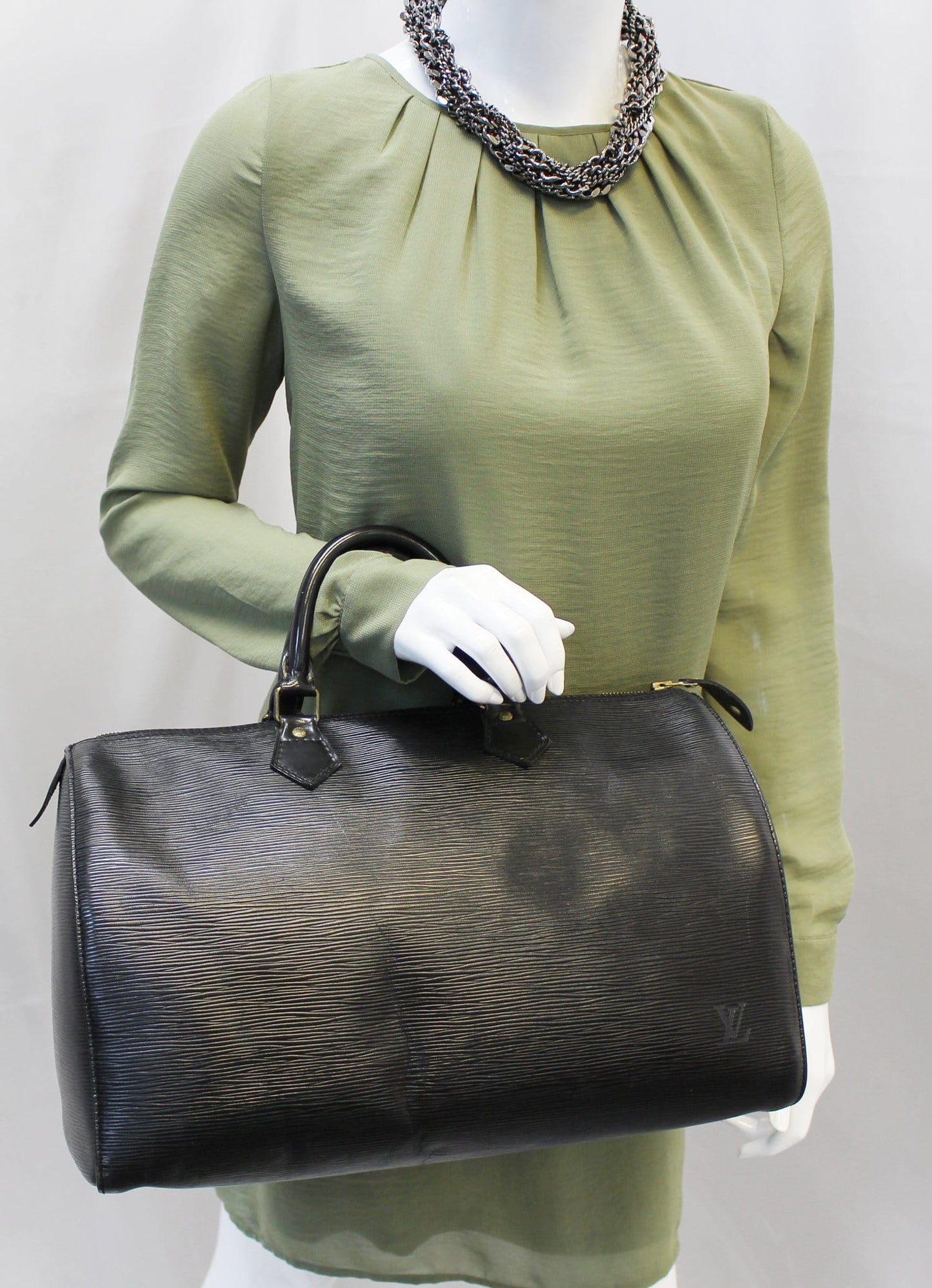 Louis Epi Speedy Satchel Bag Leather Black Travel Bag Bag E4048