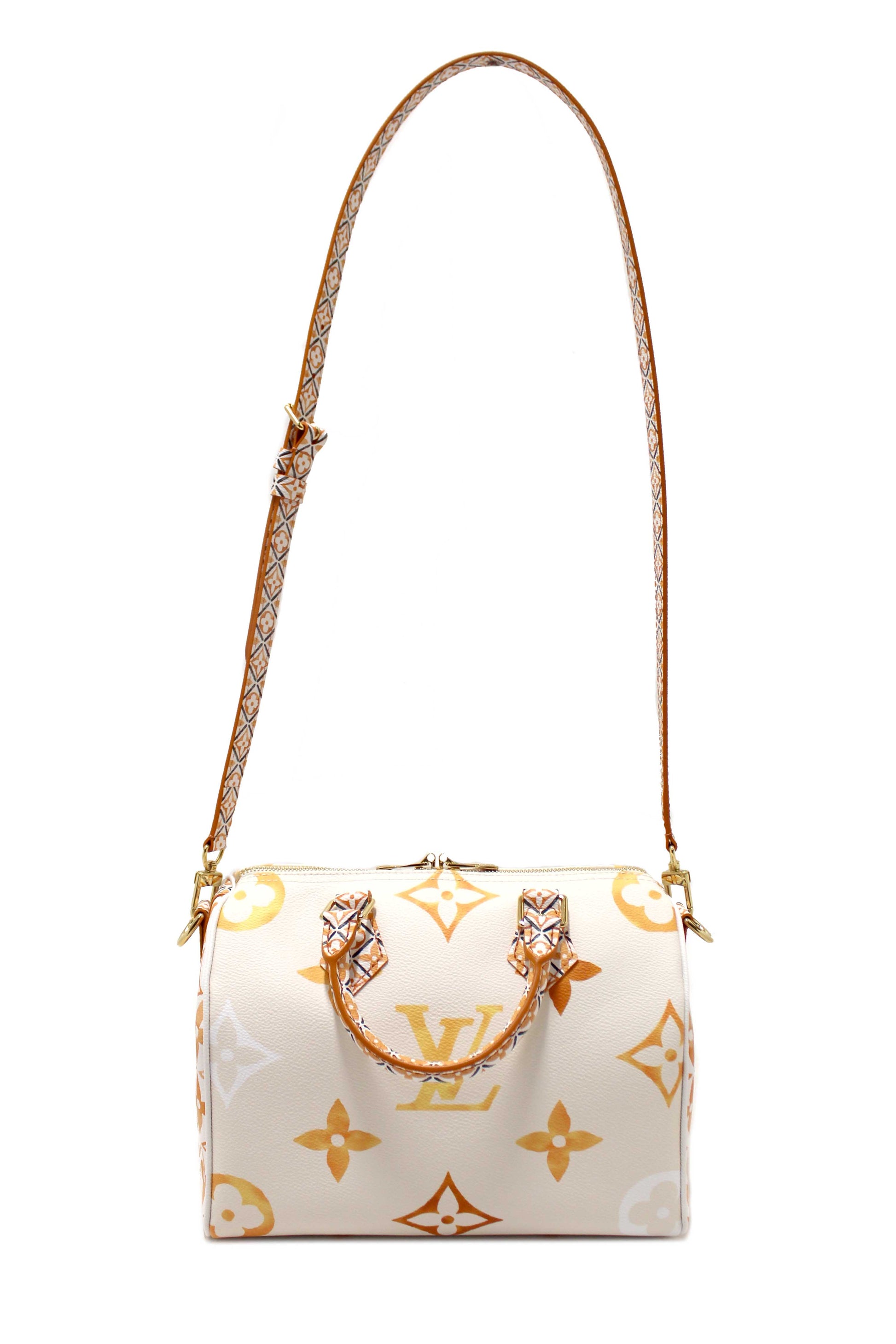 NEW Louis Vuitton Limited Edition Beige/Orange Monogram Giant By The Pool 2.0 Speedy 25 Bandouliere Bag