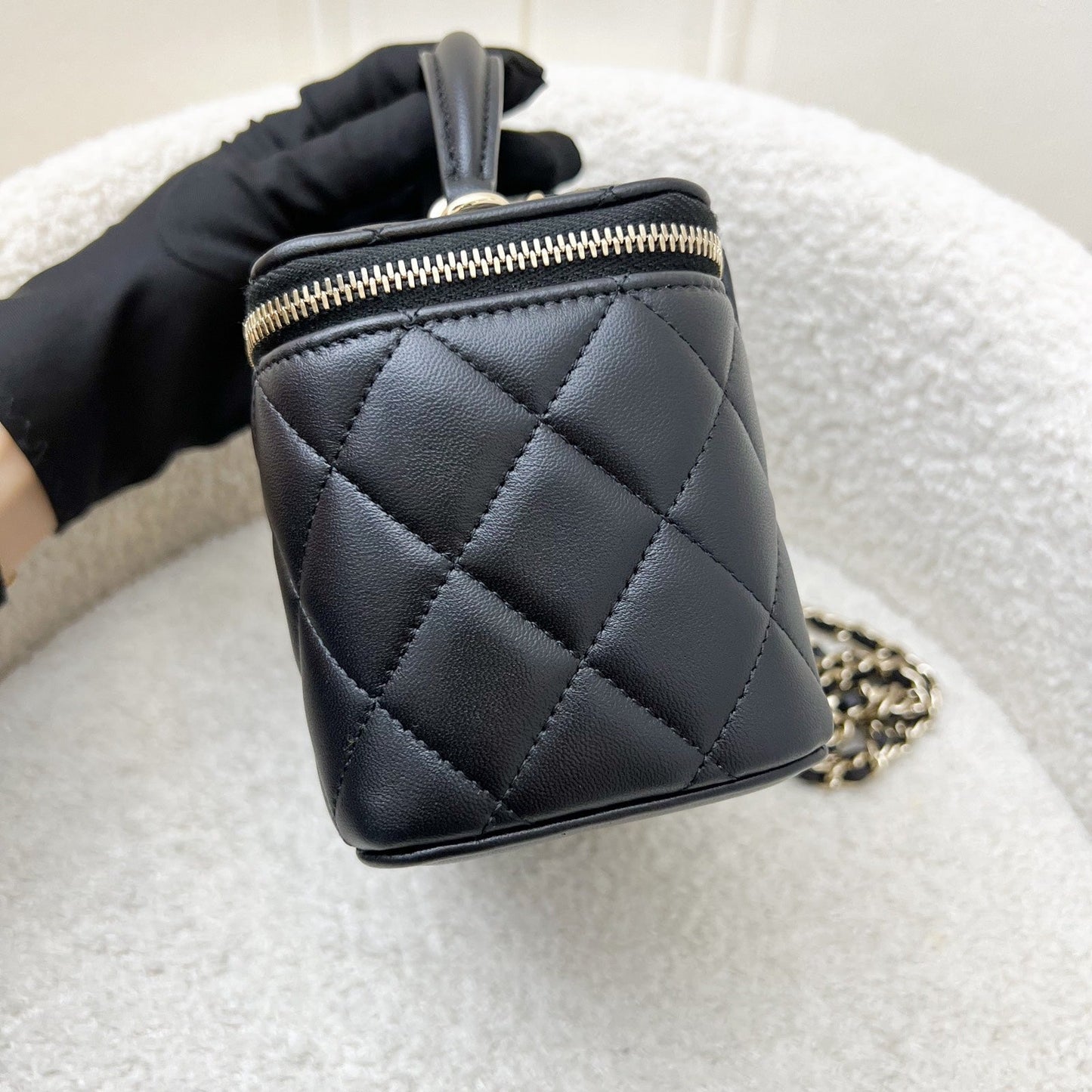 Chanel Top Handle Small Vanity in Black Lambskin and Lghw ( ) Handbag