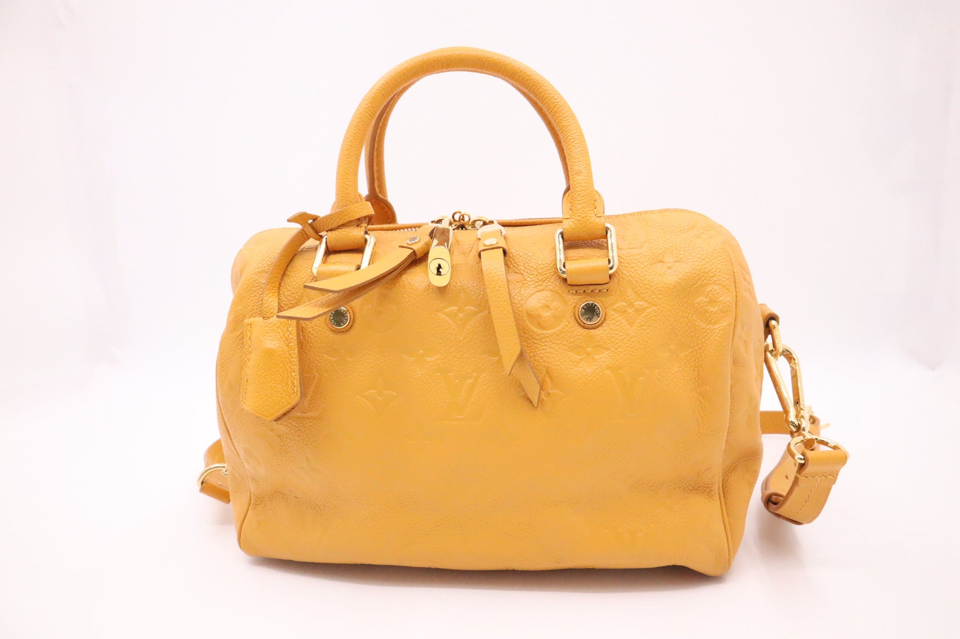 Louis Vuitton Speedy 25B Yellow Leather Empreinte Handbag