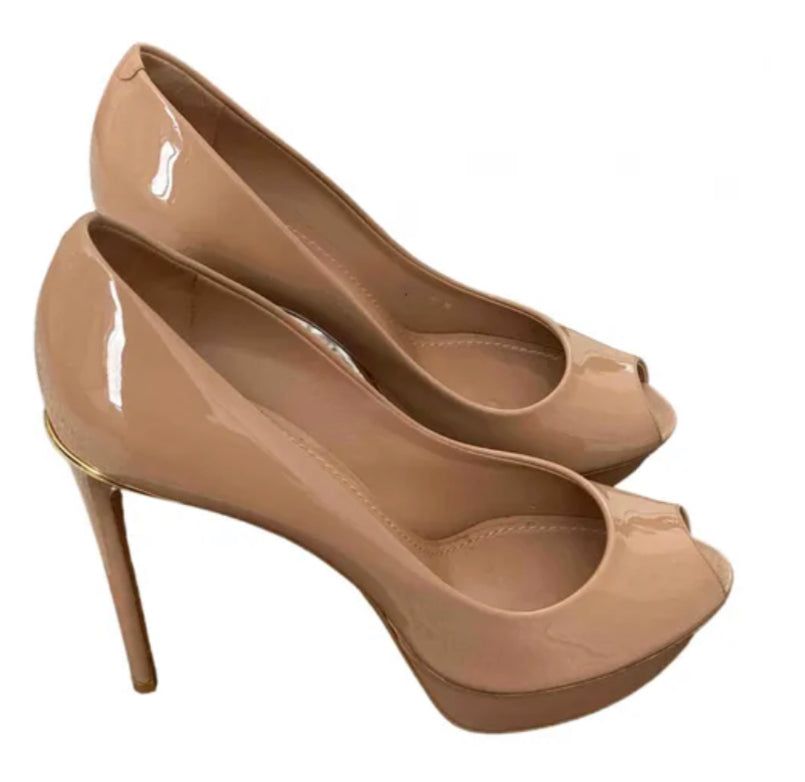 Louis Vuitton PATENT PEEP TOE STILETTO PUMP Leather Shoes