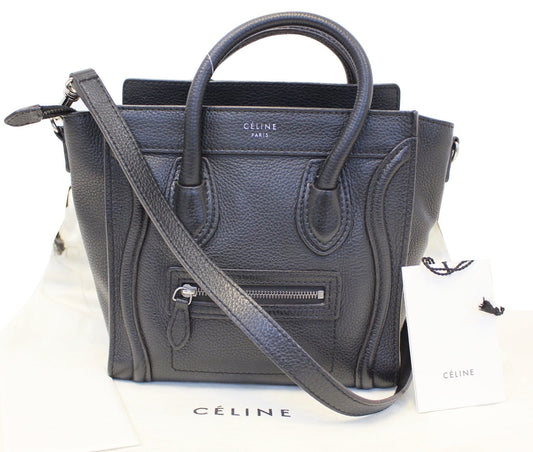 Nano Luggage Shoulder Bag Leather Black