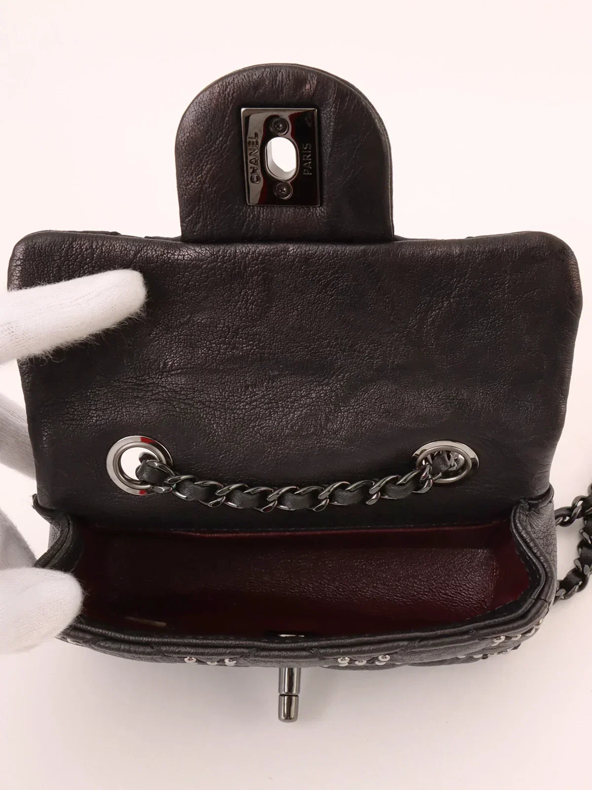 Chanel Around  Made Studs Turn-Lock Chain Bag Mini Black