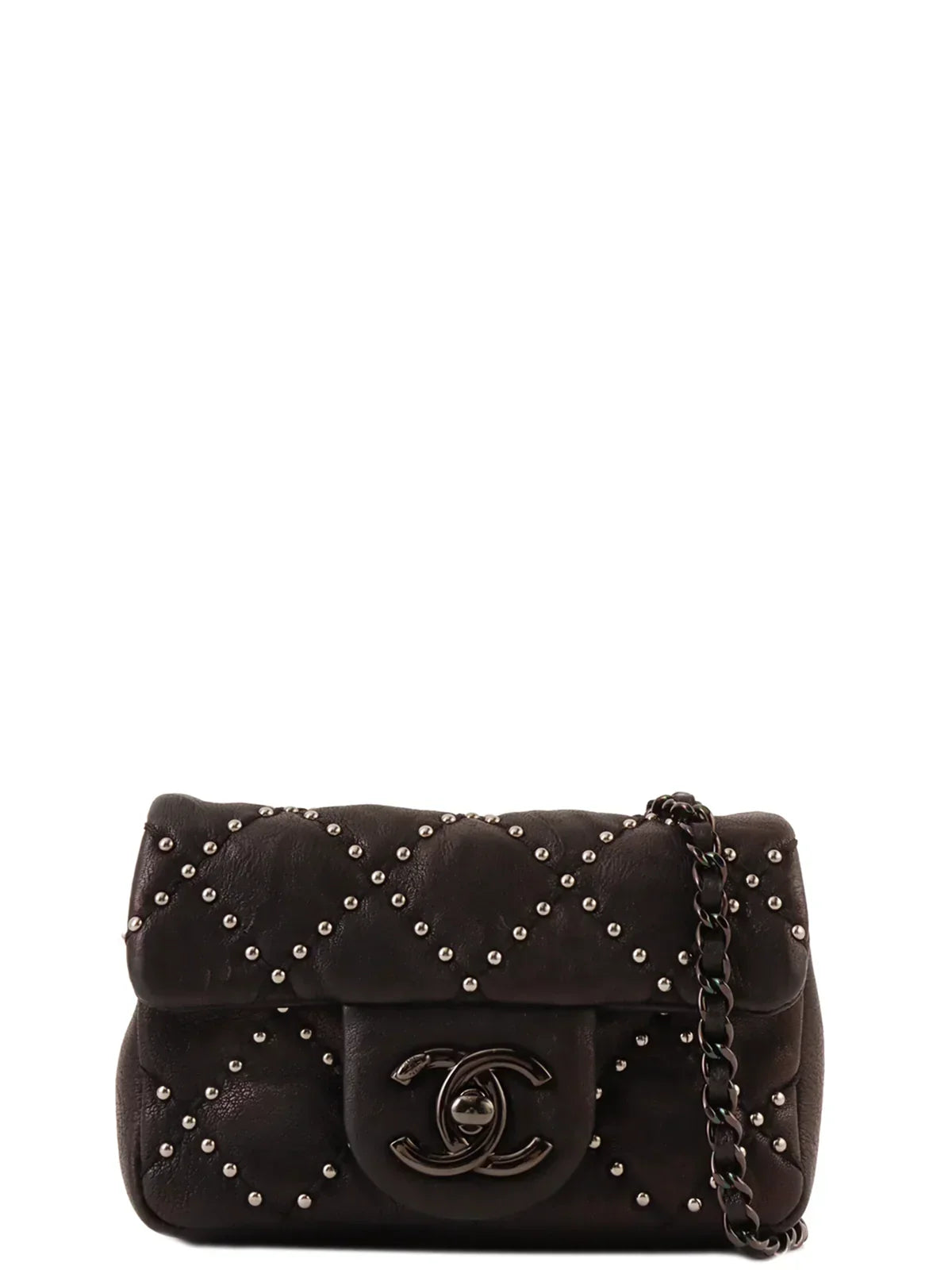Chanel Around  Made Studs Turn-Lock Chain Bag Mini Black