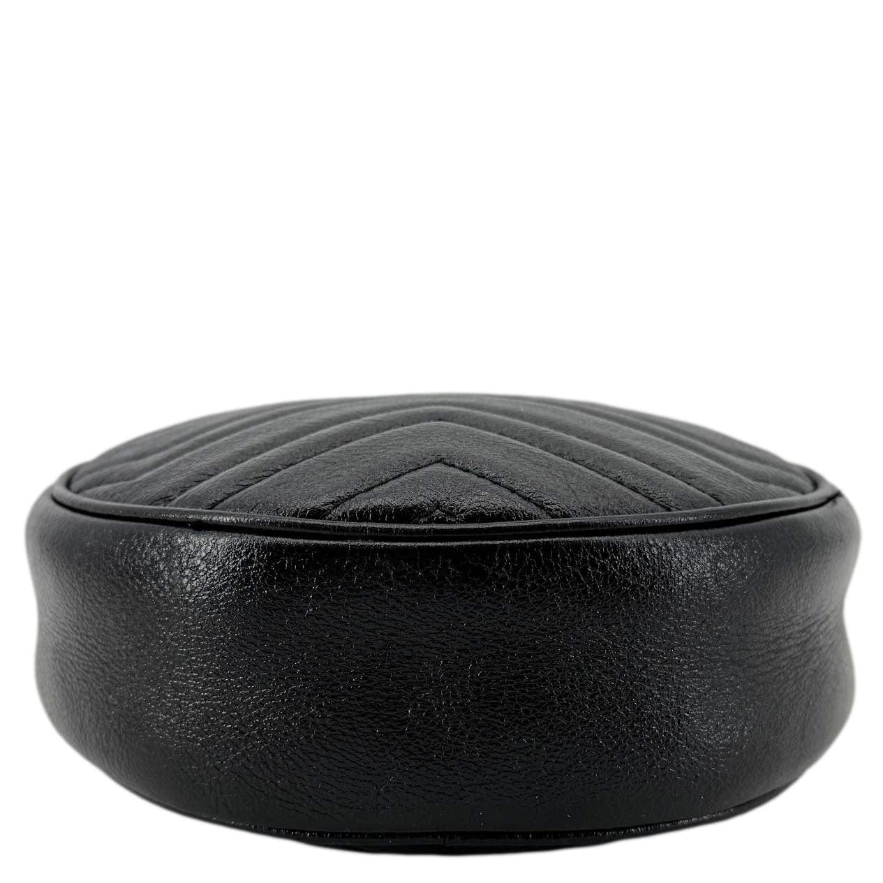GUCCI GG Marmont Mini Round Leather Crossbody Bag Black 550154