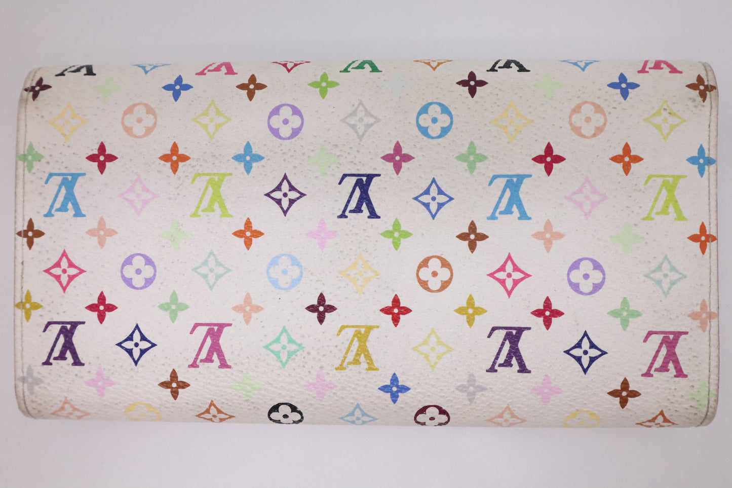Louis Vuitton Portefeuille Sarah Monogram Multicolor White Canvas Wallet Case