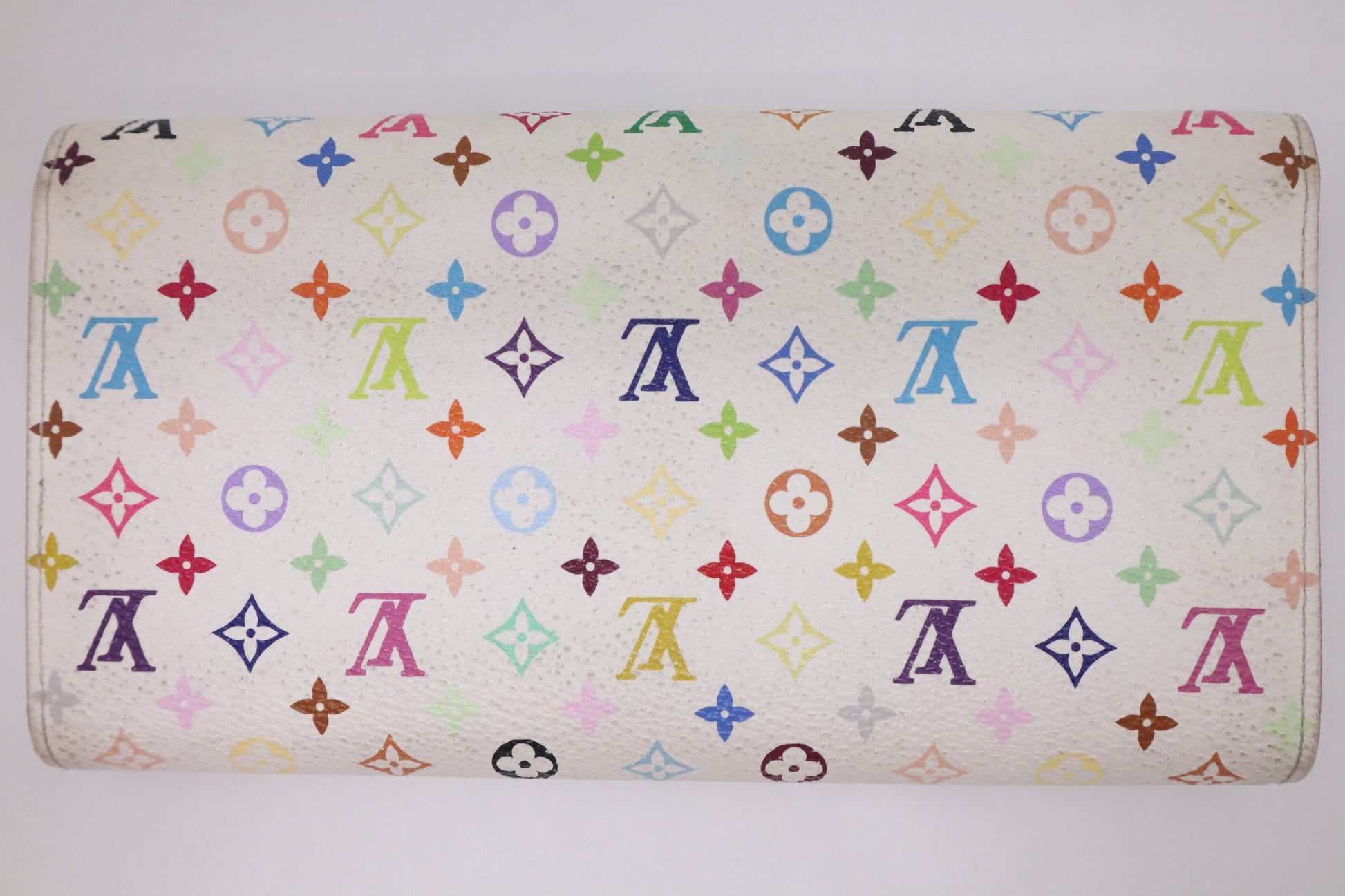 Louis Vuitton Portefeuille Sarah Monogram Multicolor White Canvas Wallet Case