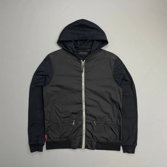 Prada Handbag Sport 00s Panelled Lightweight -Through Hoodie Nylon Navy Zip