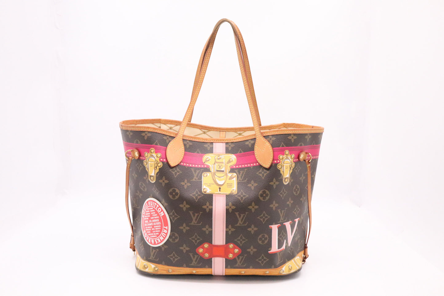 Louis Vuitton Neverfull MM Summer Trunk Monogram Canvas Tote Bag