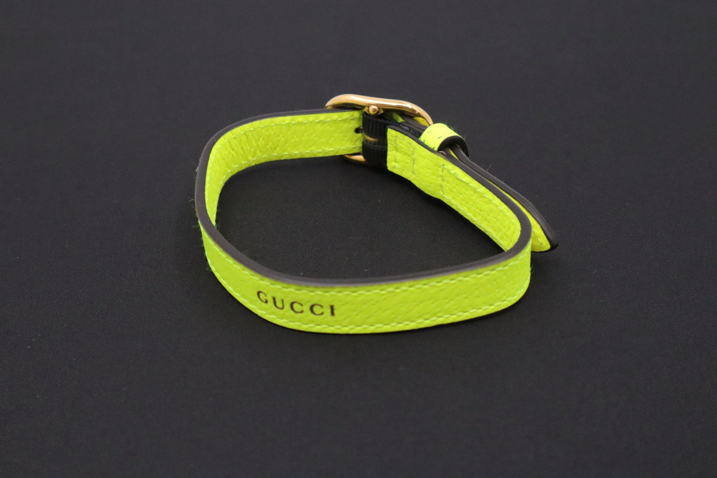 Gucci Dog Collar Neon Yellow Leather Handbag