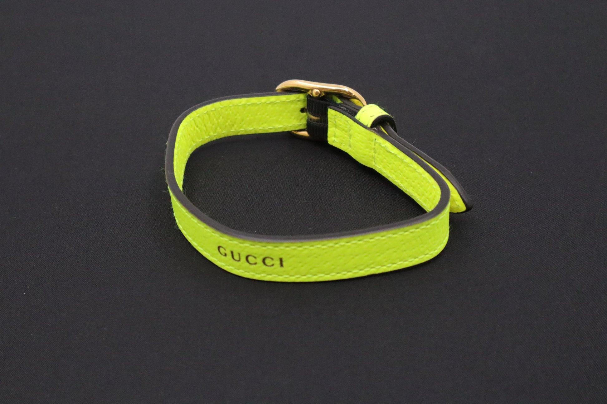 Gucci Dog Collar Neon Yellow Leather Handbag