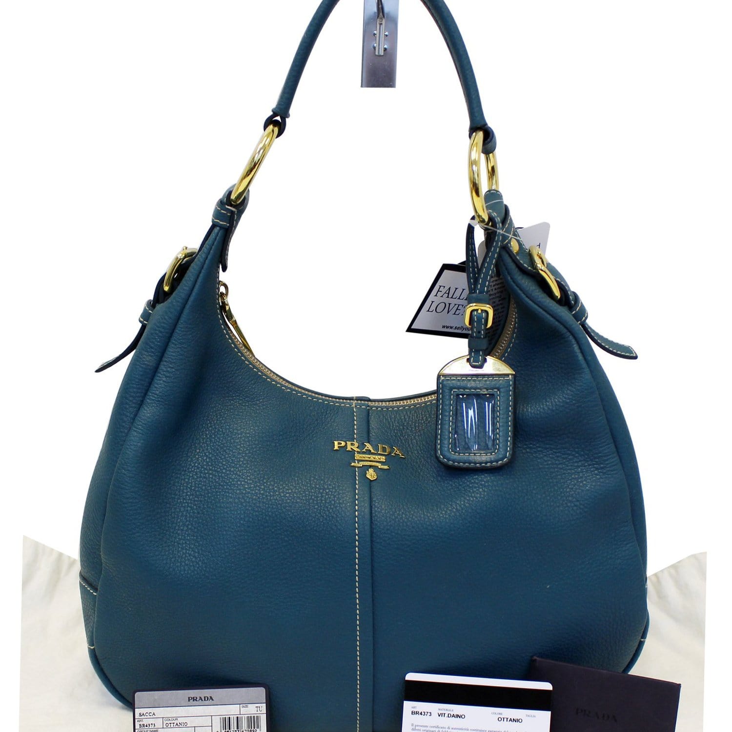 Sughero Vitello Daino Zip Top Hobo Bag Leather Blue Travel Bag