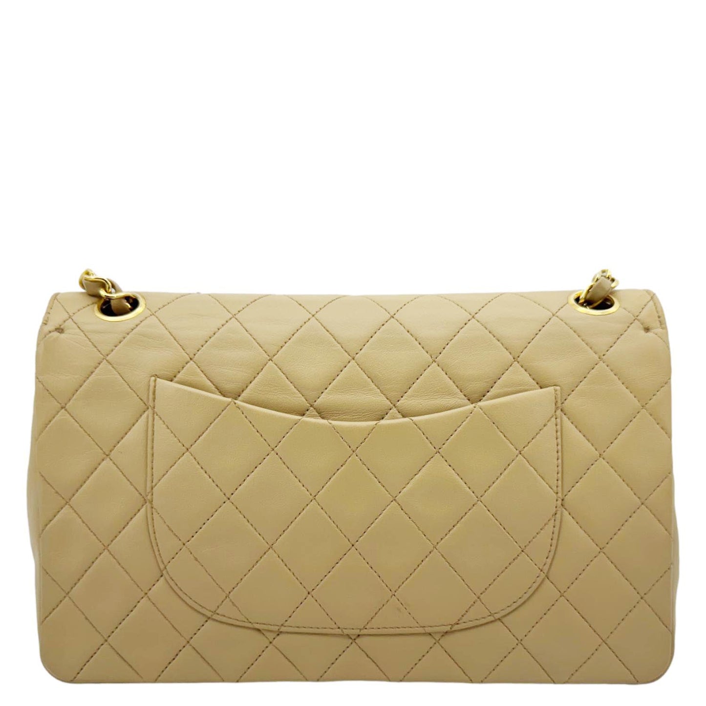 Chanel Classic Double Flap Quilted Leather Beige Travel Bag Missing Code