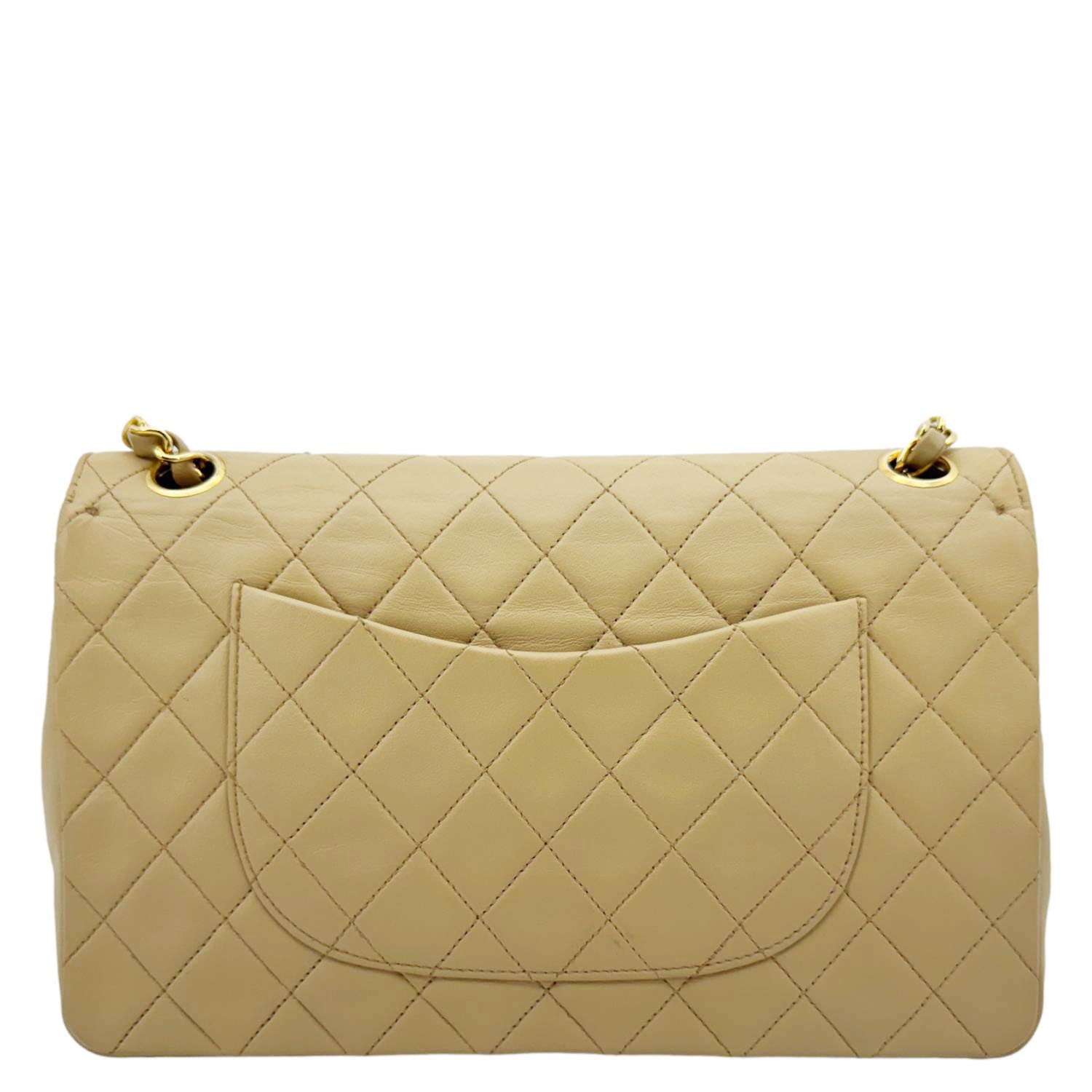 Chanel Classic Double Flap Quilted Leather Beige Travel Bag Missing Code