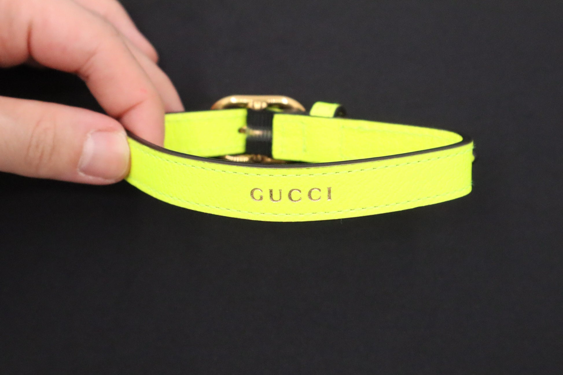 Gucci Dog Collar Neon Yellow Leather Handbag