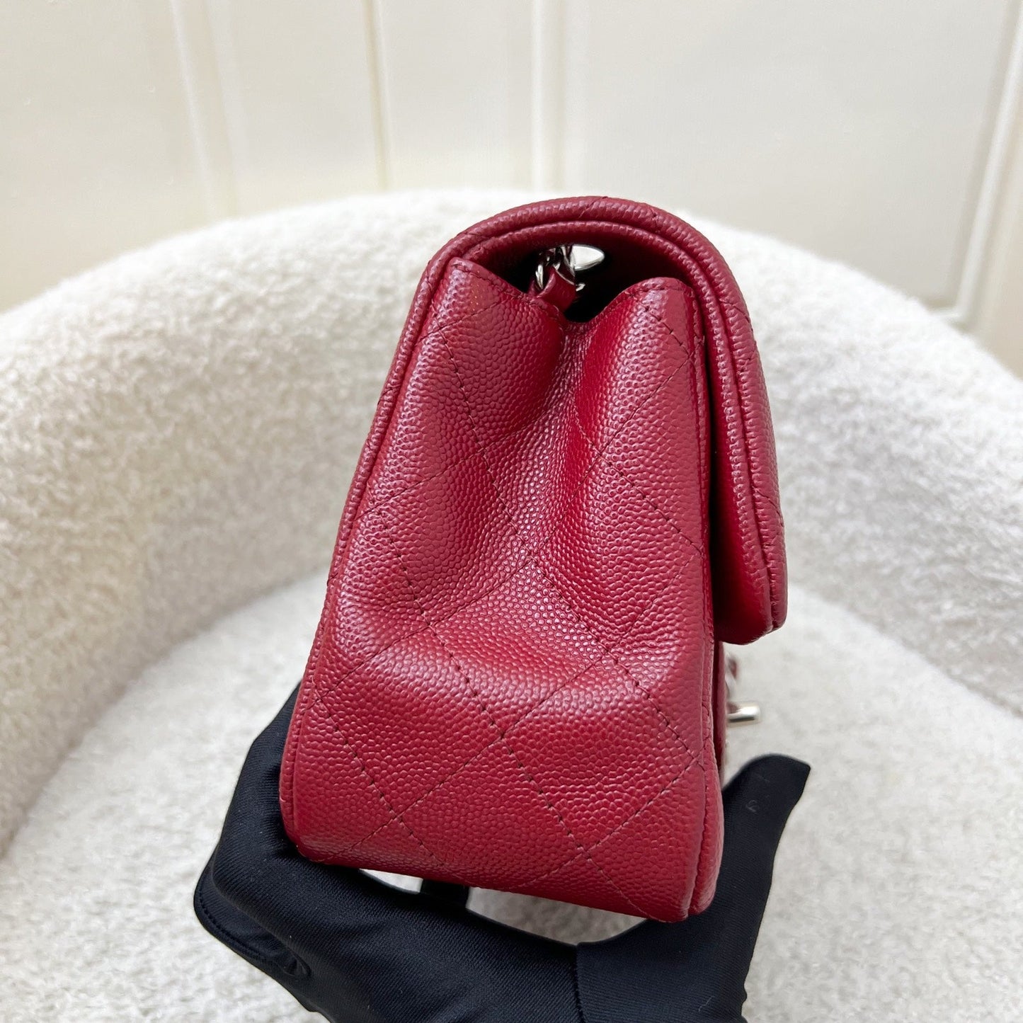 Chanel Classic Square Mini Flap in Red Caviar and Shw Handbag