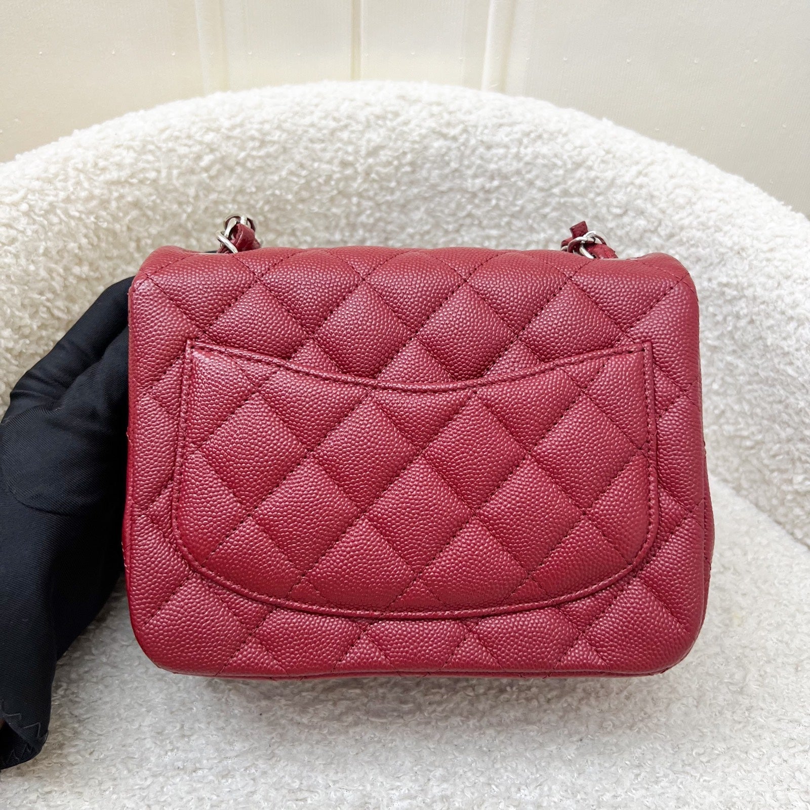 Chanel Classic Square Mini Flap in Red Caviar and Shw Handbag