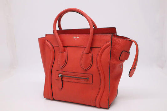 Celine Micro Luggage In Blood Orange Handbag Leather Travel Bag