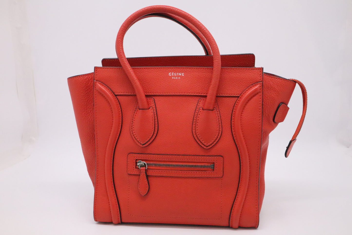 Celine Micro Luggage In Blood Orange Handbag Leather Travel Bag