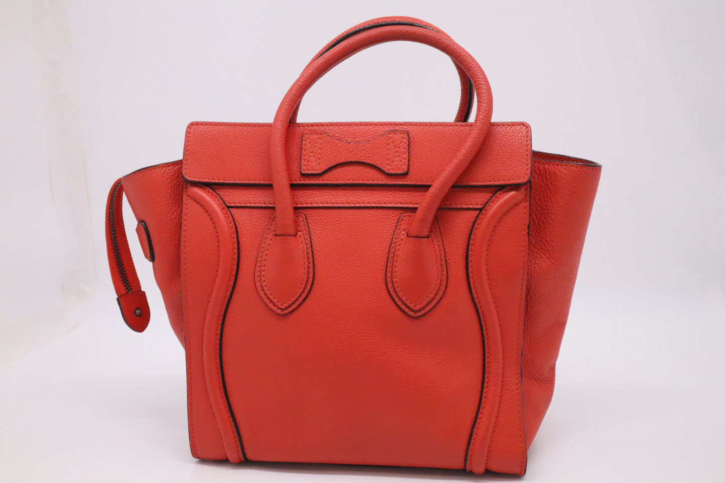 Celine Micro Luggage In Blood Orange Handbag Leather Travel Bag