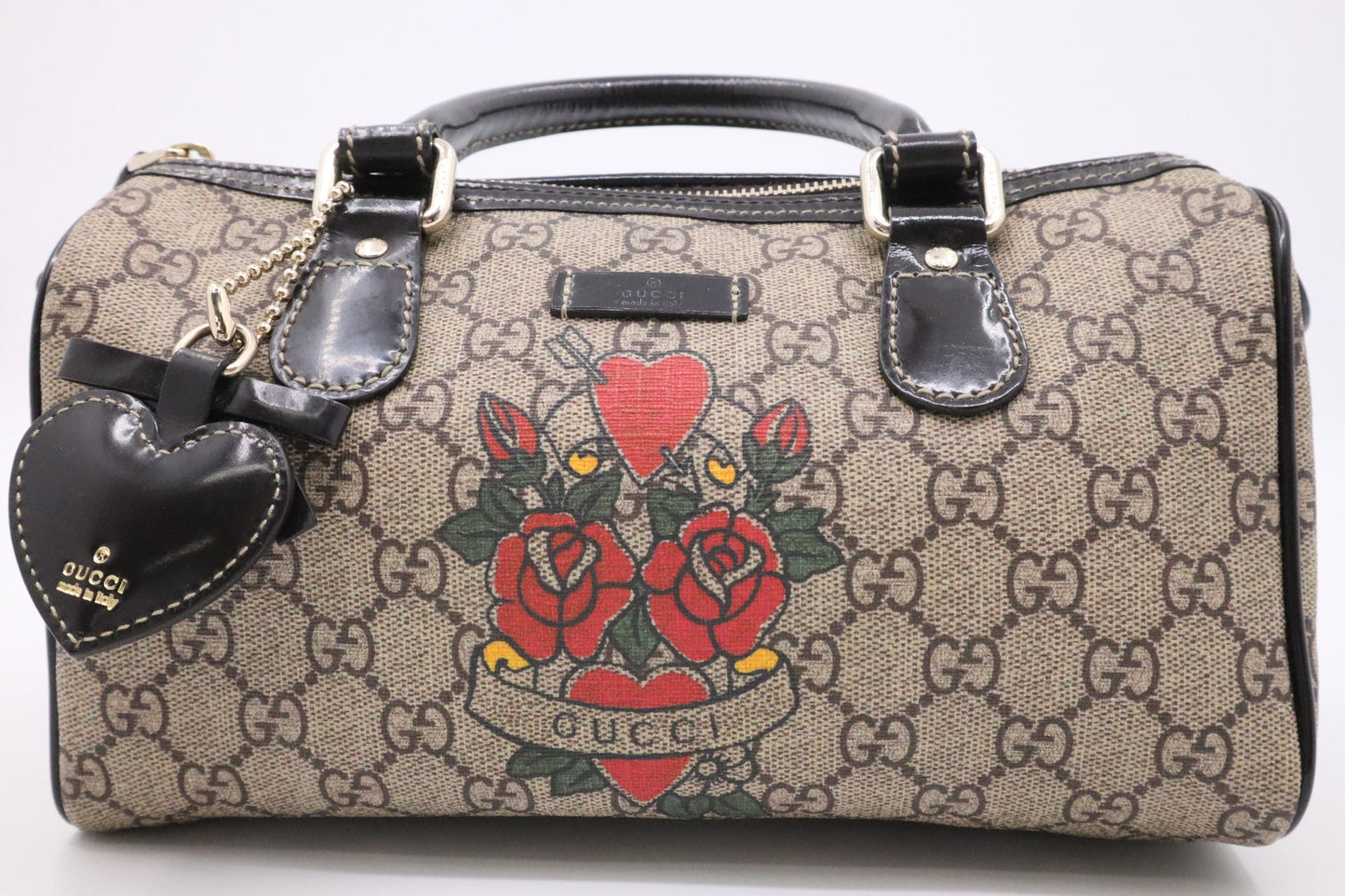 Gucci Boston Roses Tattoo Canvas Mini Small Handbag