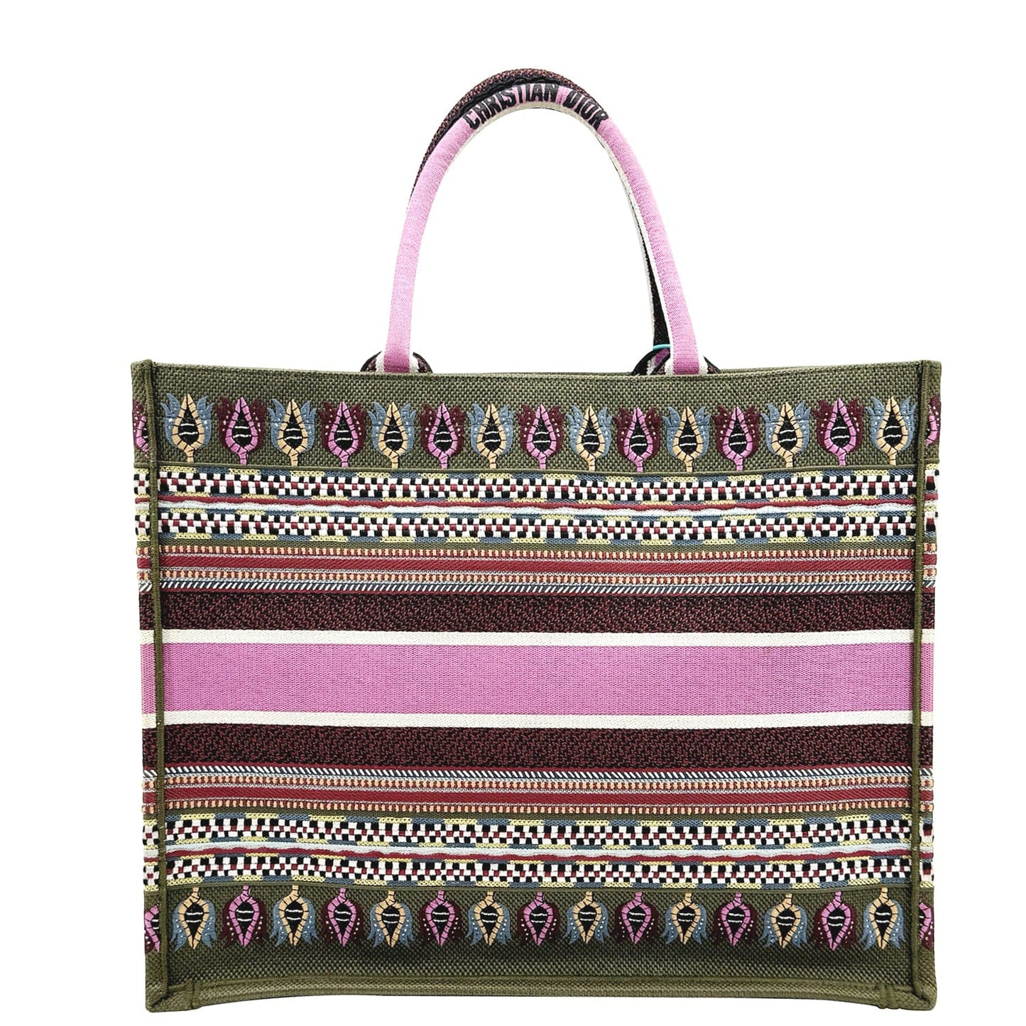 Dior Large Book Embroidered Tote Bag Canvas