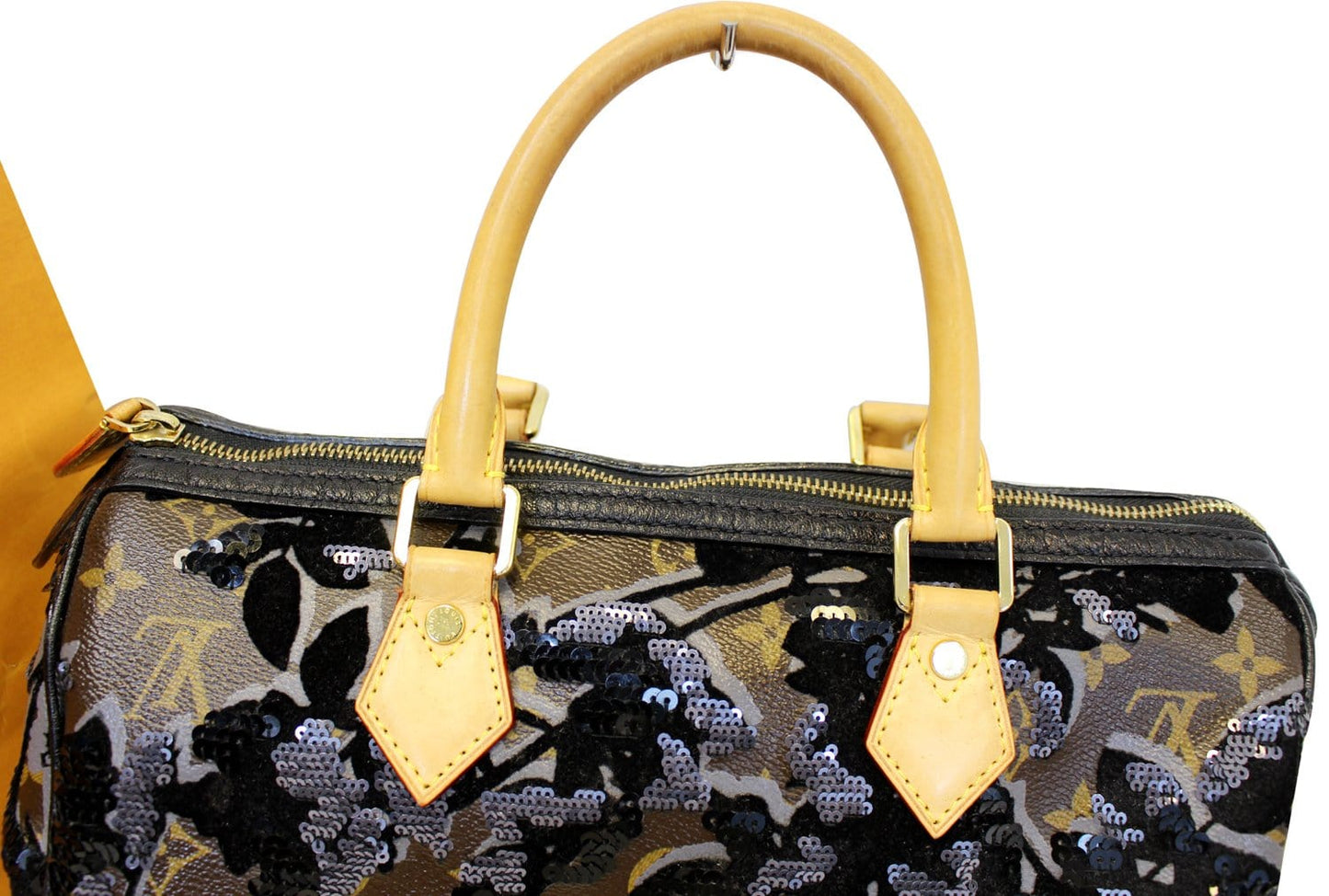 Louis Speedy Fleur De Jais Sequins Satchel Monogram Travel Bag