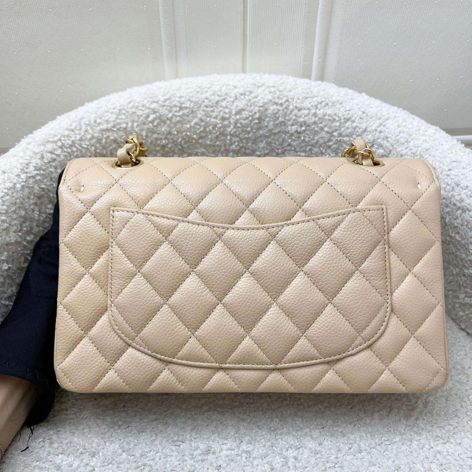 Chanel [Original Receipt - ] Small Classic Flap Cf In Beige Caviar And Ghw Bag