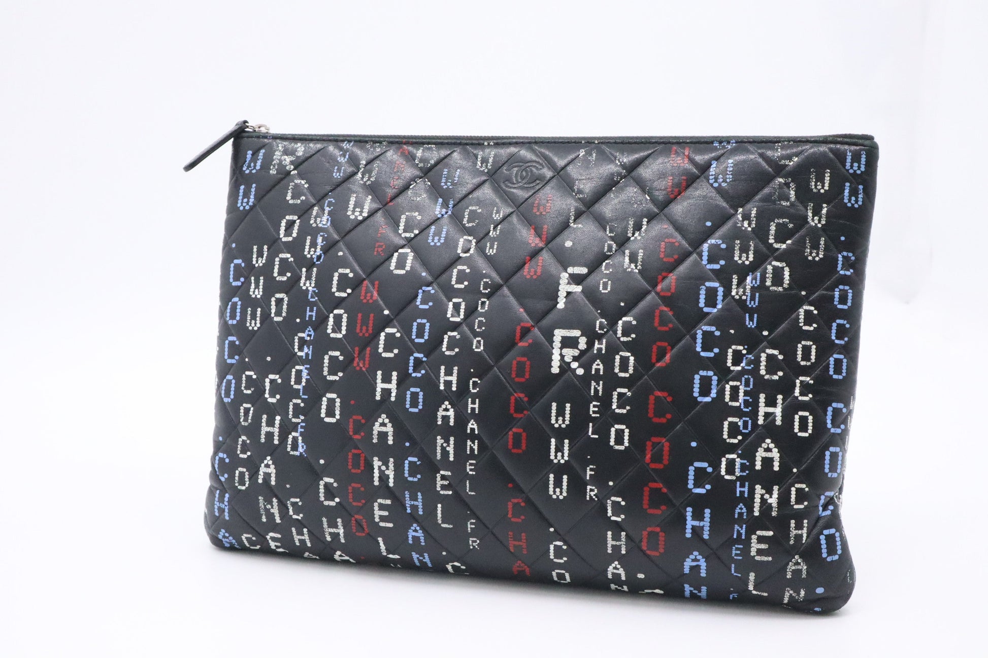 Chanel Quilted Data Center O Black Leather Handbag