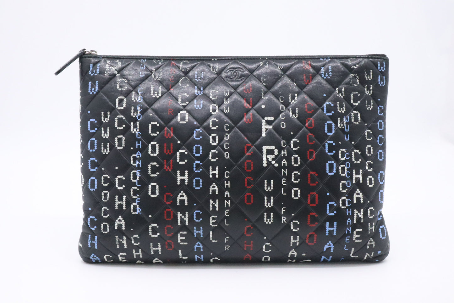 Chanel Quilted Data Center O Black Leather Handbag