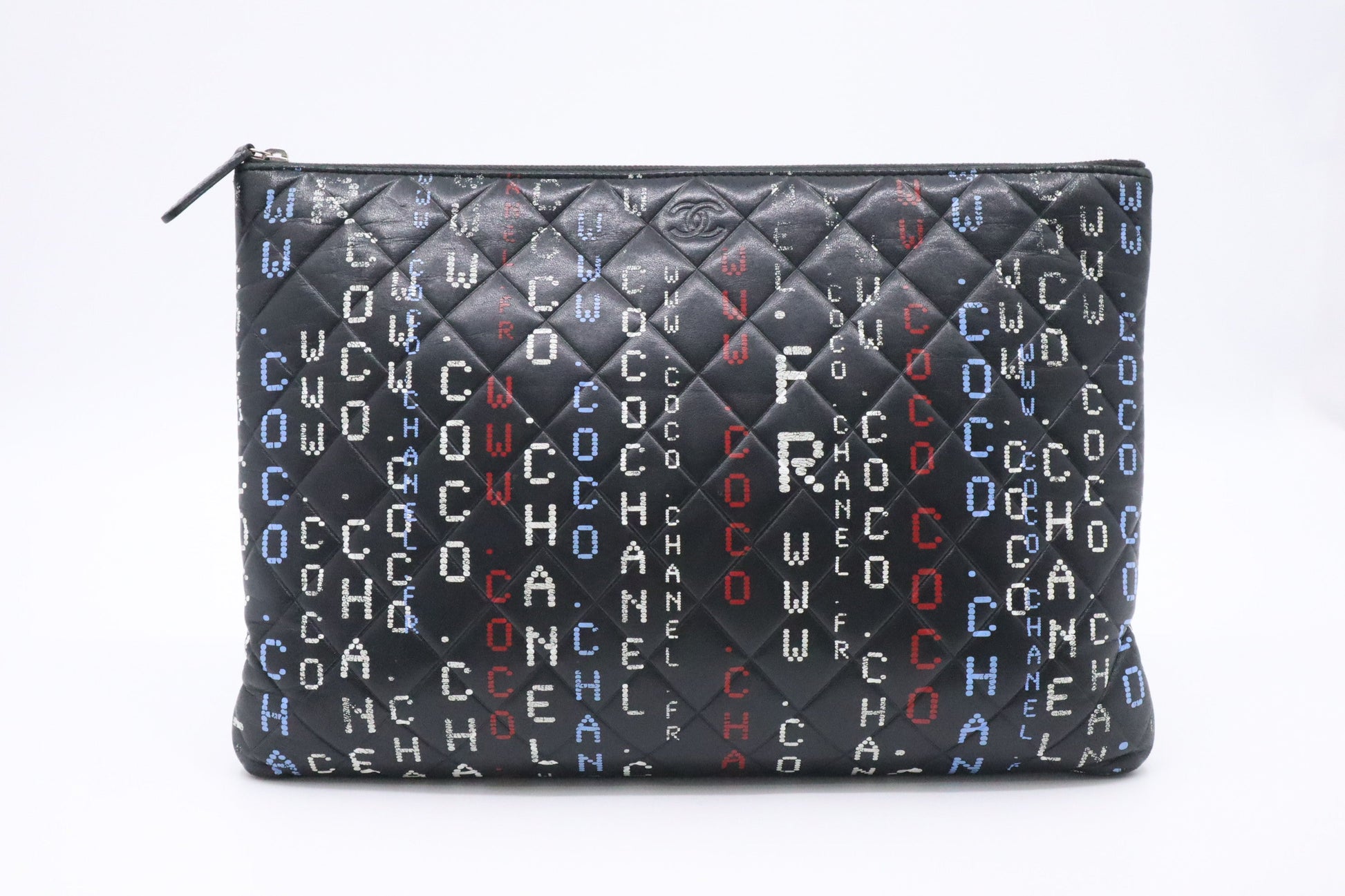 Chanel Quilted Data Center O Black Leather Handbag