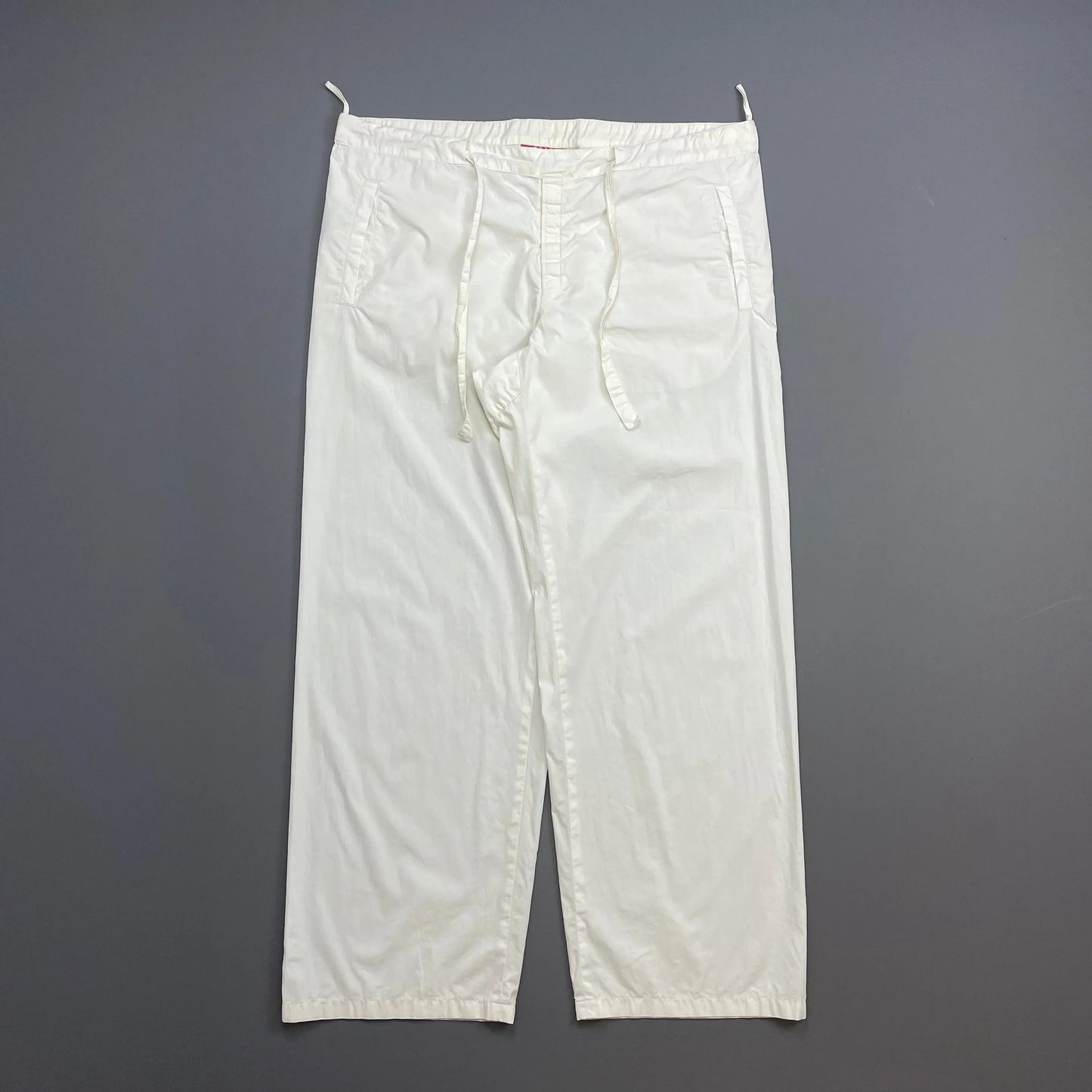 Prada Handbag Sport Wide Leg Cotton Tro rs White