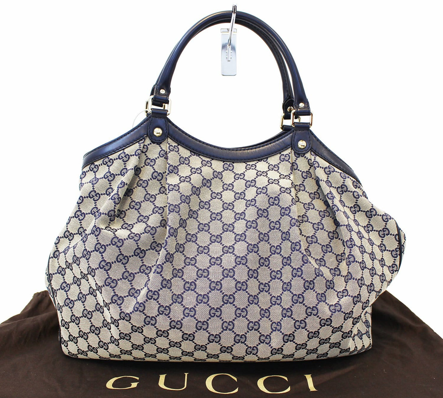 Gucci Navy Grey Sukey Tote Bag Canvas Blue