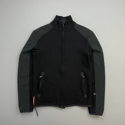 Prada Handbag Sport Wool & Technical Knit Jacket Nylon Black