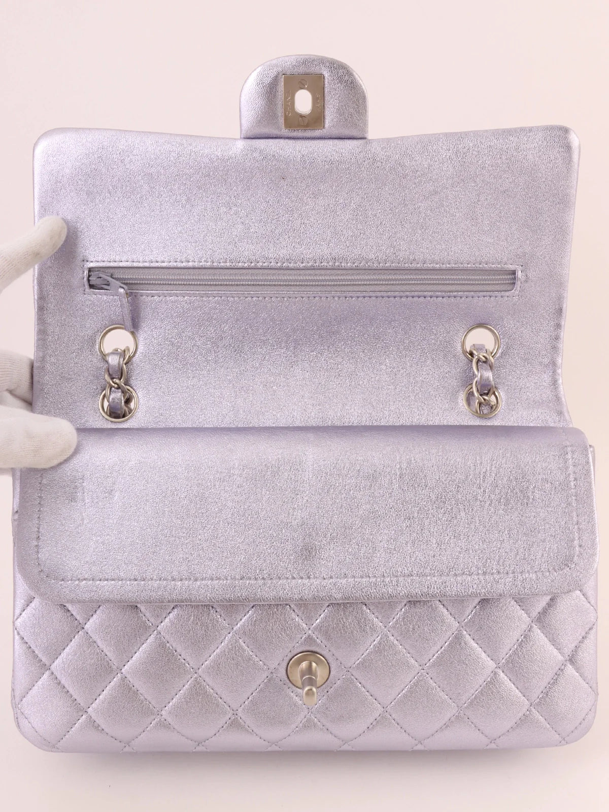 Chanel Around  Made Classic New Chain Bag Cm Metallic Light Purple