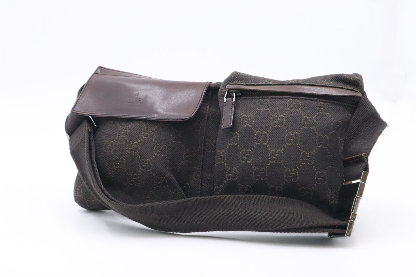 Gucci Waist Dark GG Canvas Brown Handbag