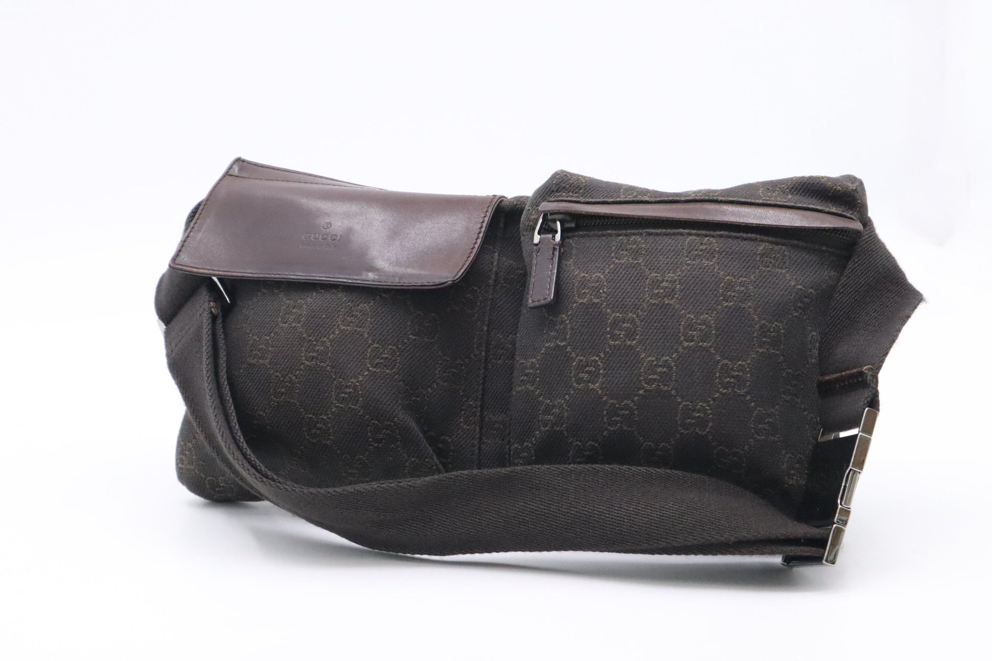 Gucci Waist Dark GG Canvas Brown Handbag