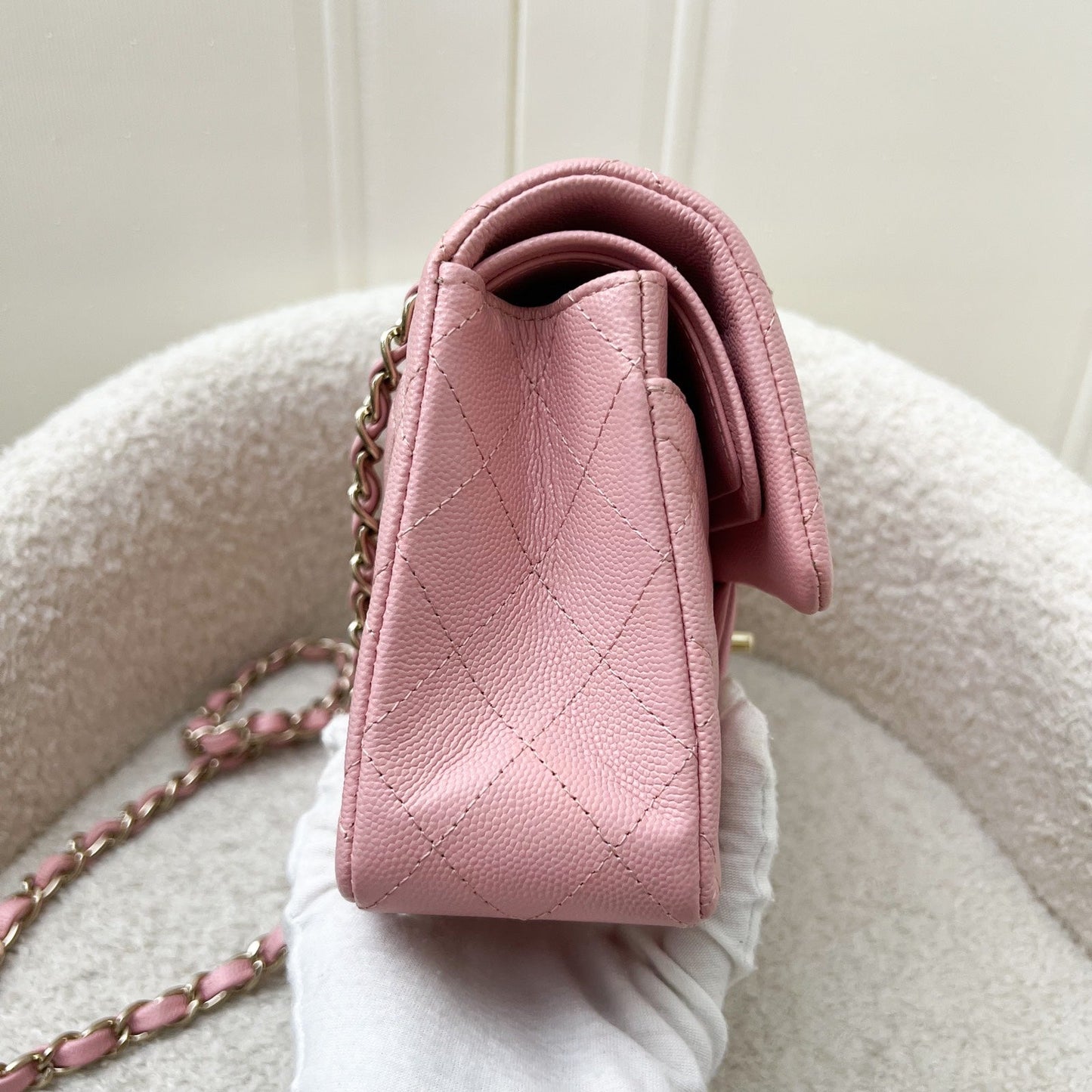 Chanel Small Classic Flap Cf in 22C Sakura Pink Caviar Lghw Handbag