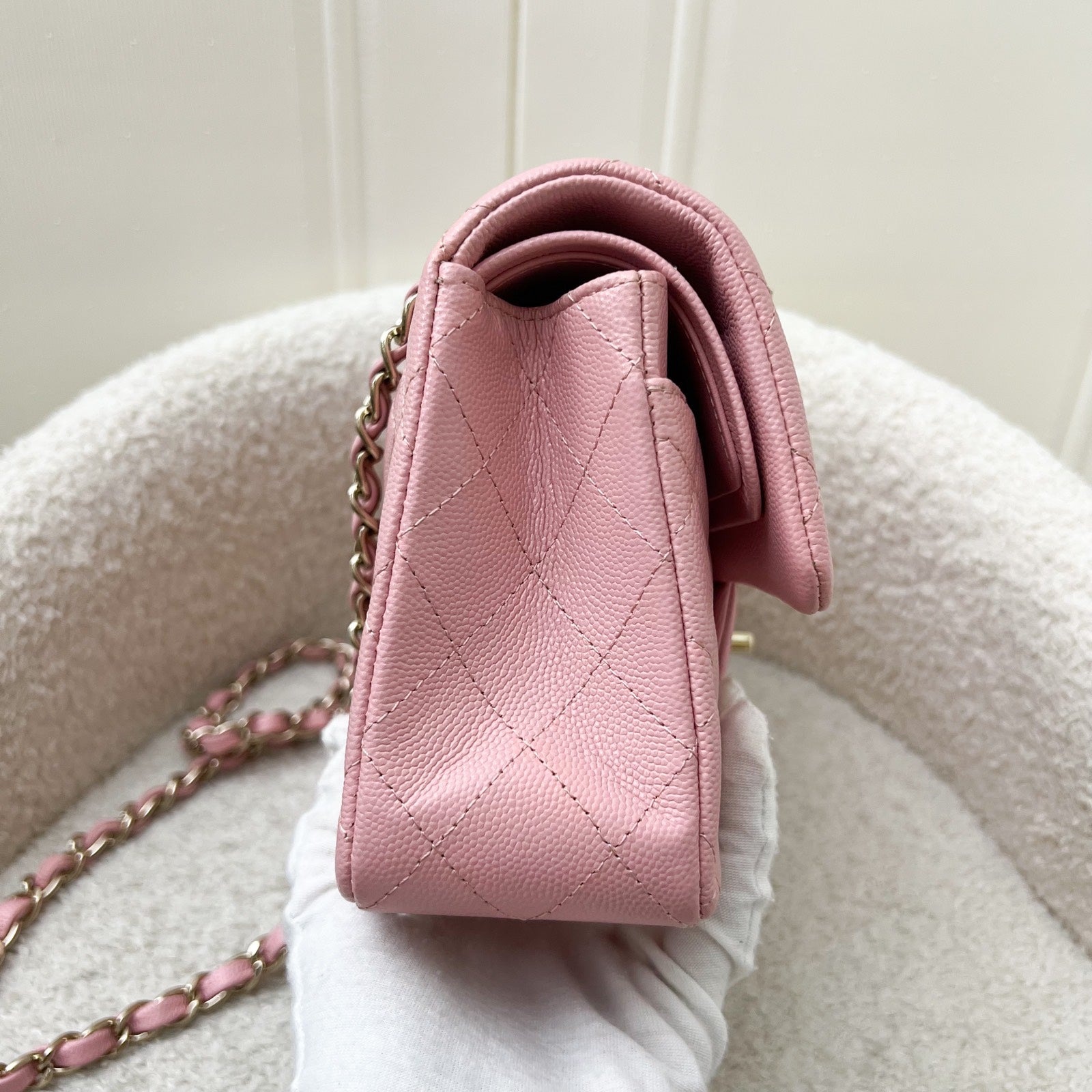 Chanel Small Classic Flap Cf in 22C Sakura Pink Caviar Lghw Handbag