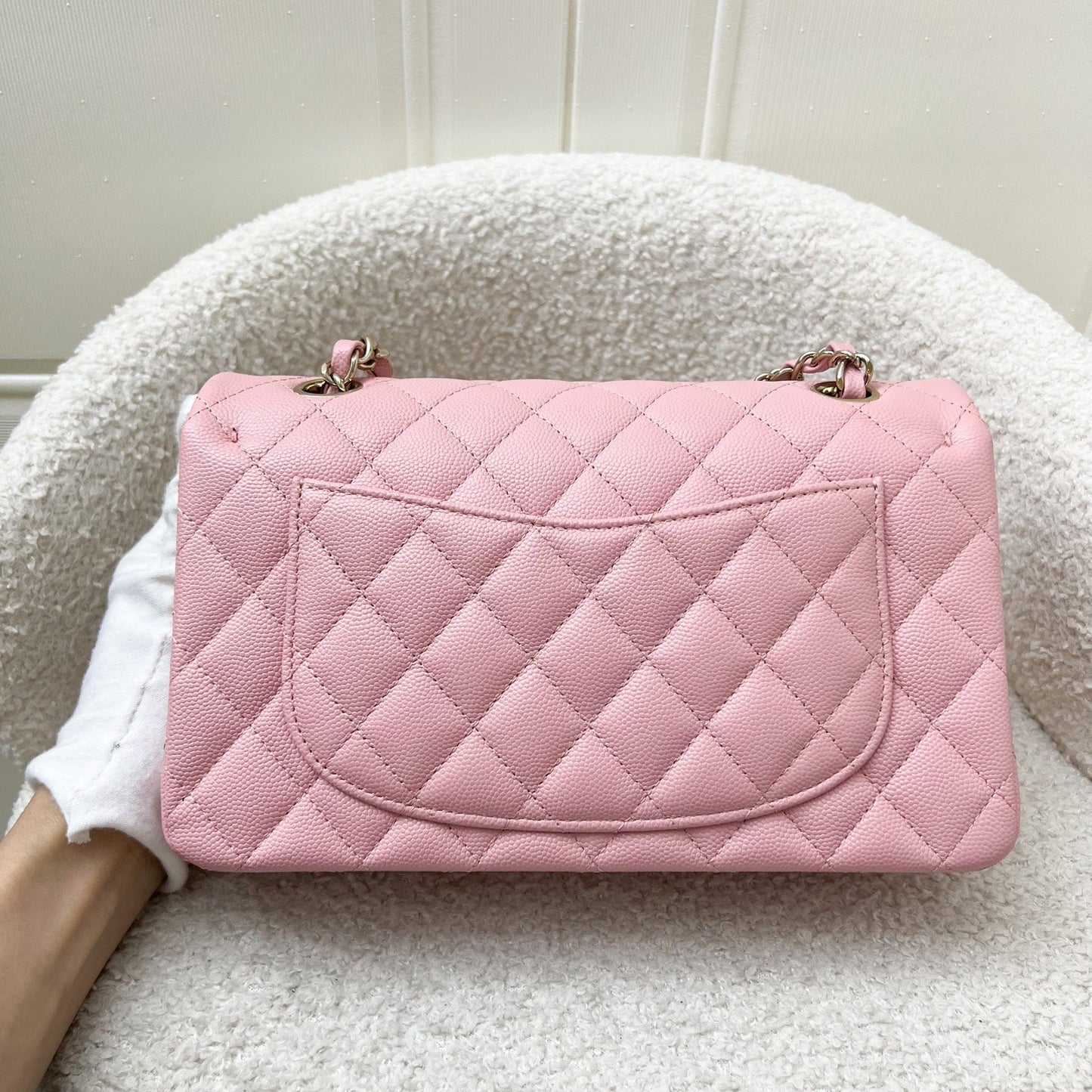 Chanel Small Classic Flap Cf in 22C Sakura Pink Caviar Lghw Handbag