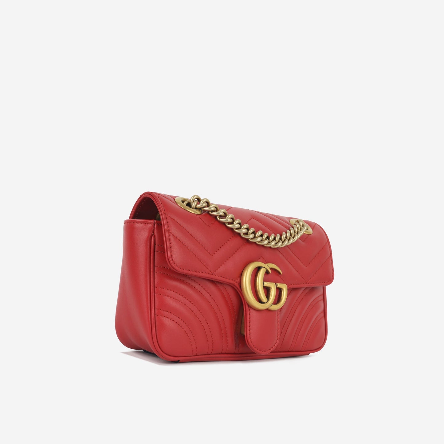 Gucci Marmont Calfskin Shoulder Bag Red Mini