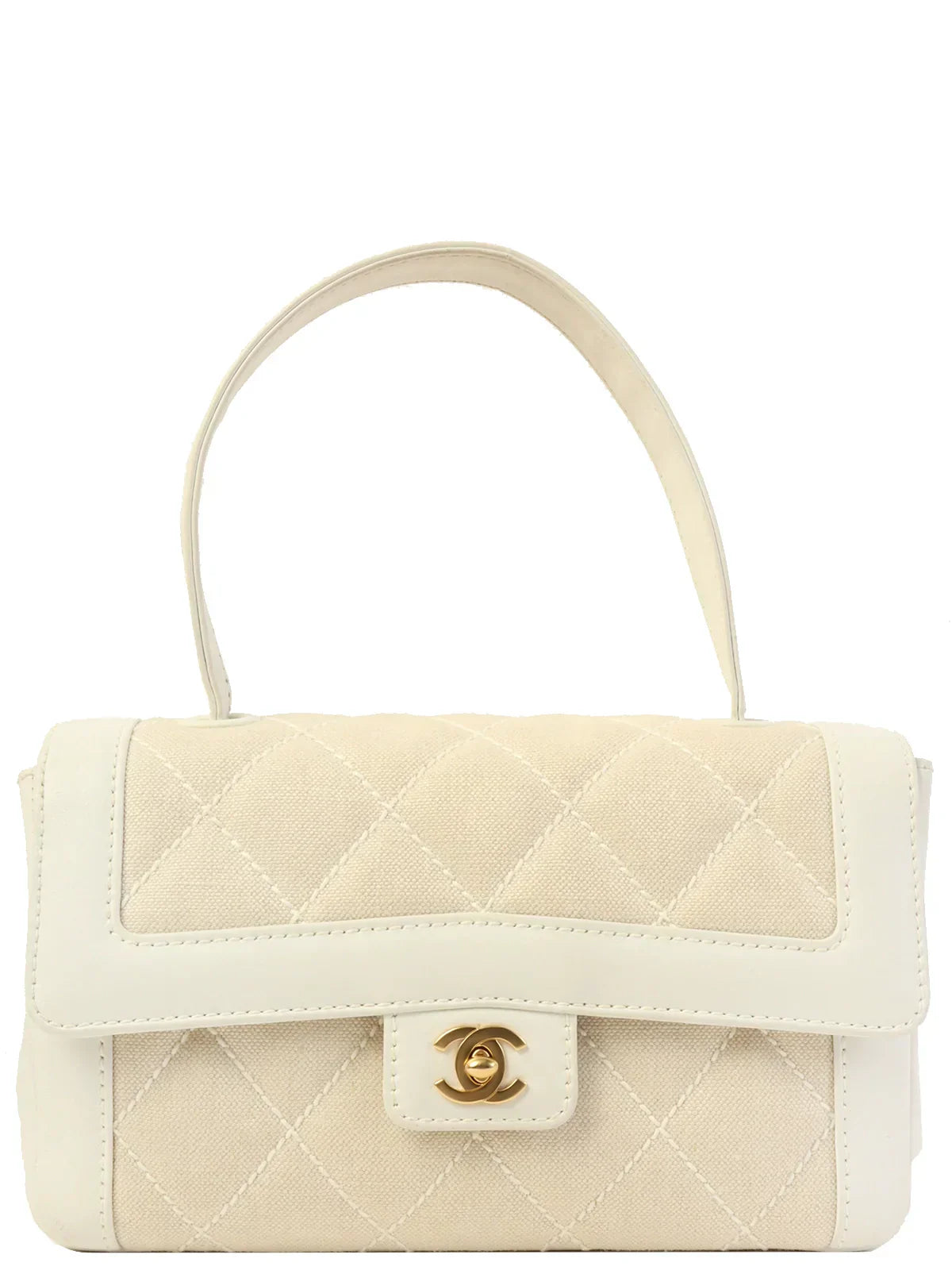 Chanel Around  Made Wild Stitch Turn-Lock Top Handle Bag Ivory/White
