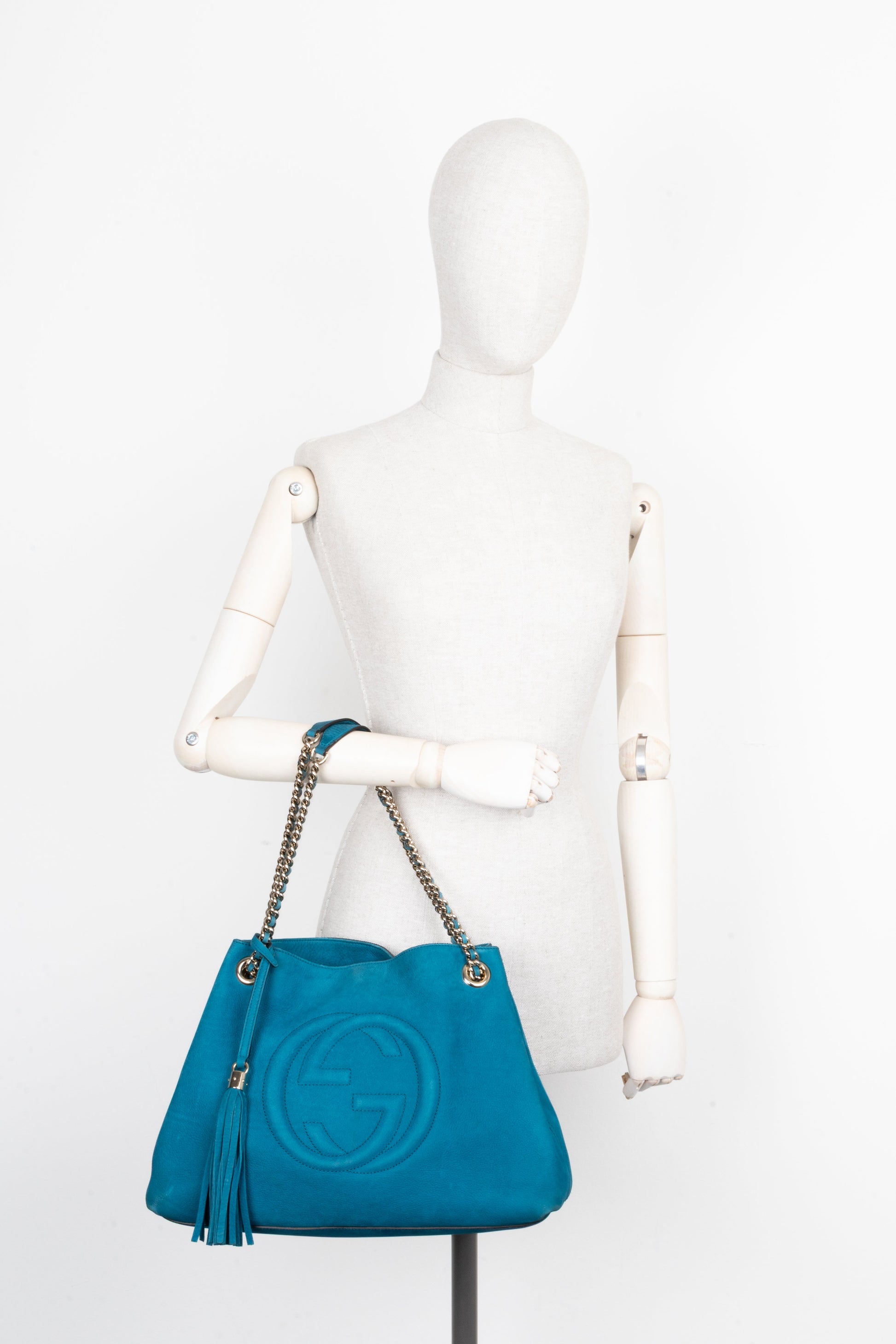 GUCCI Soho Tassel Interlocking Bag Blue