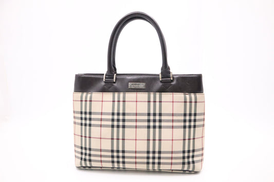 Burberry Handbag In Checked Canvas Beige Travel Bag
