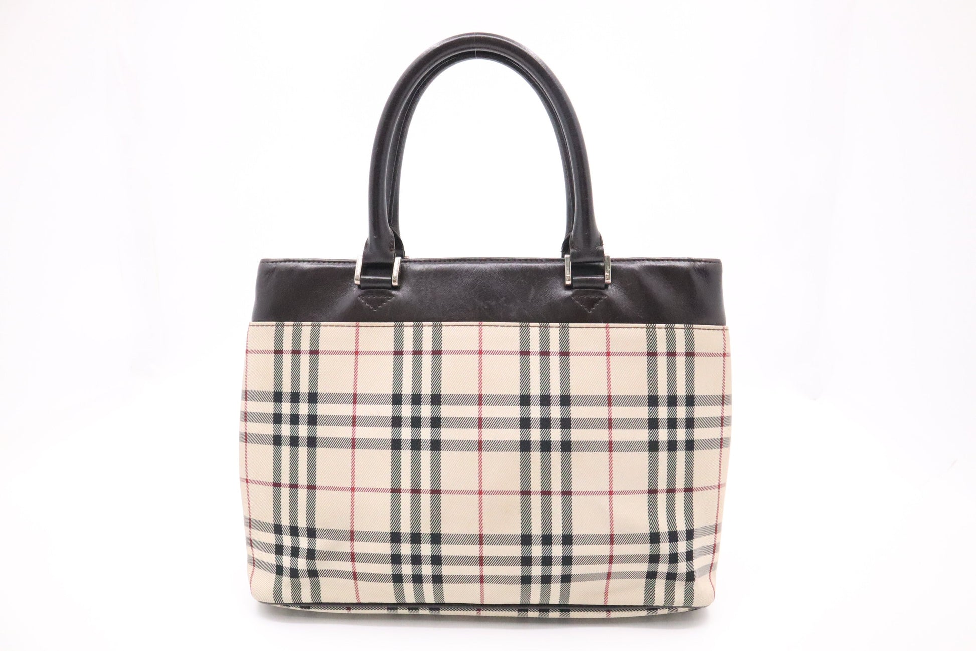 Burberry Handbag In Checked Canvas Beige Travel Bag