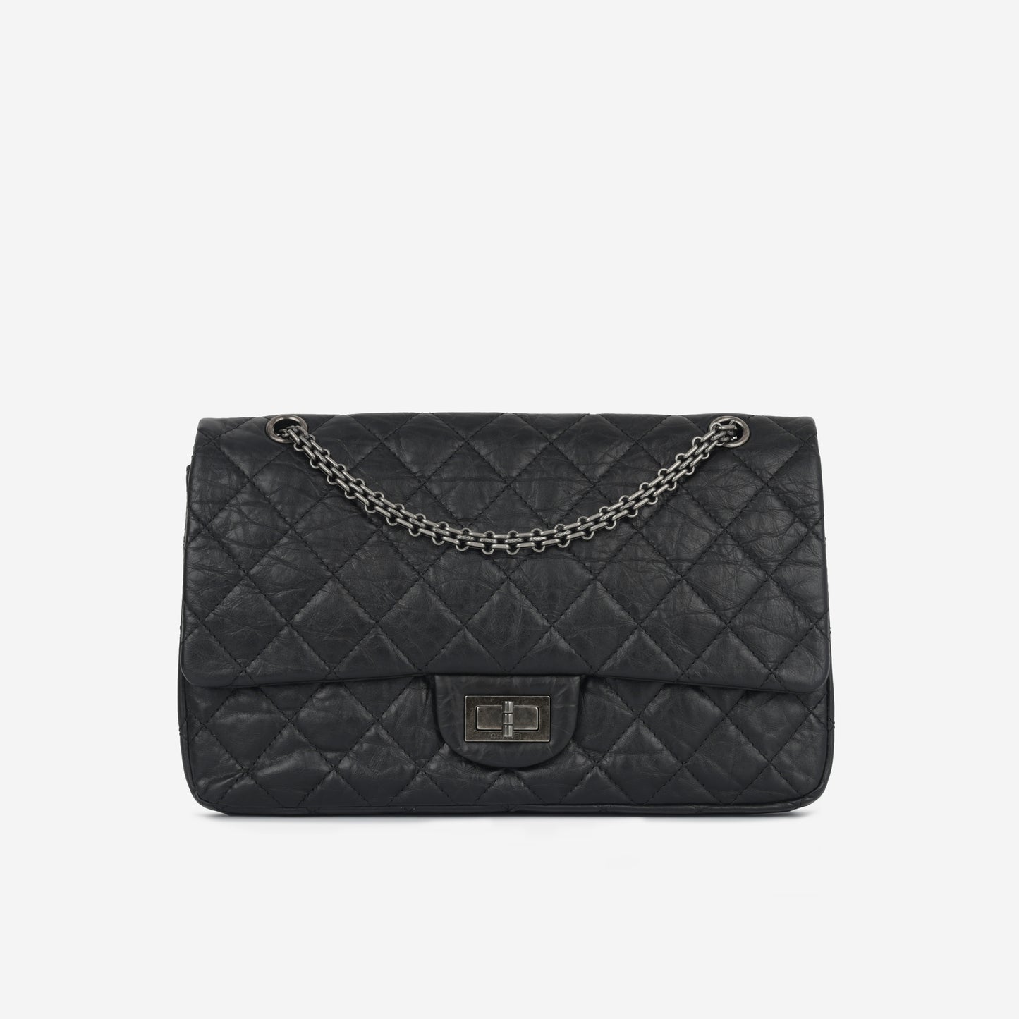 Chanel - Maxi 2.55 Handbag - Black Quilted Aged Calfskin RHW - 2011 -