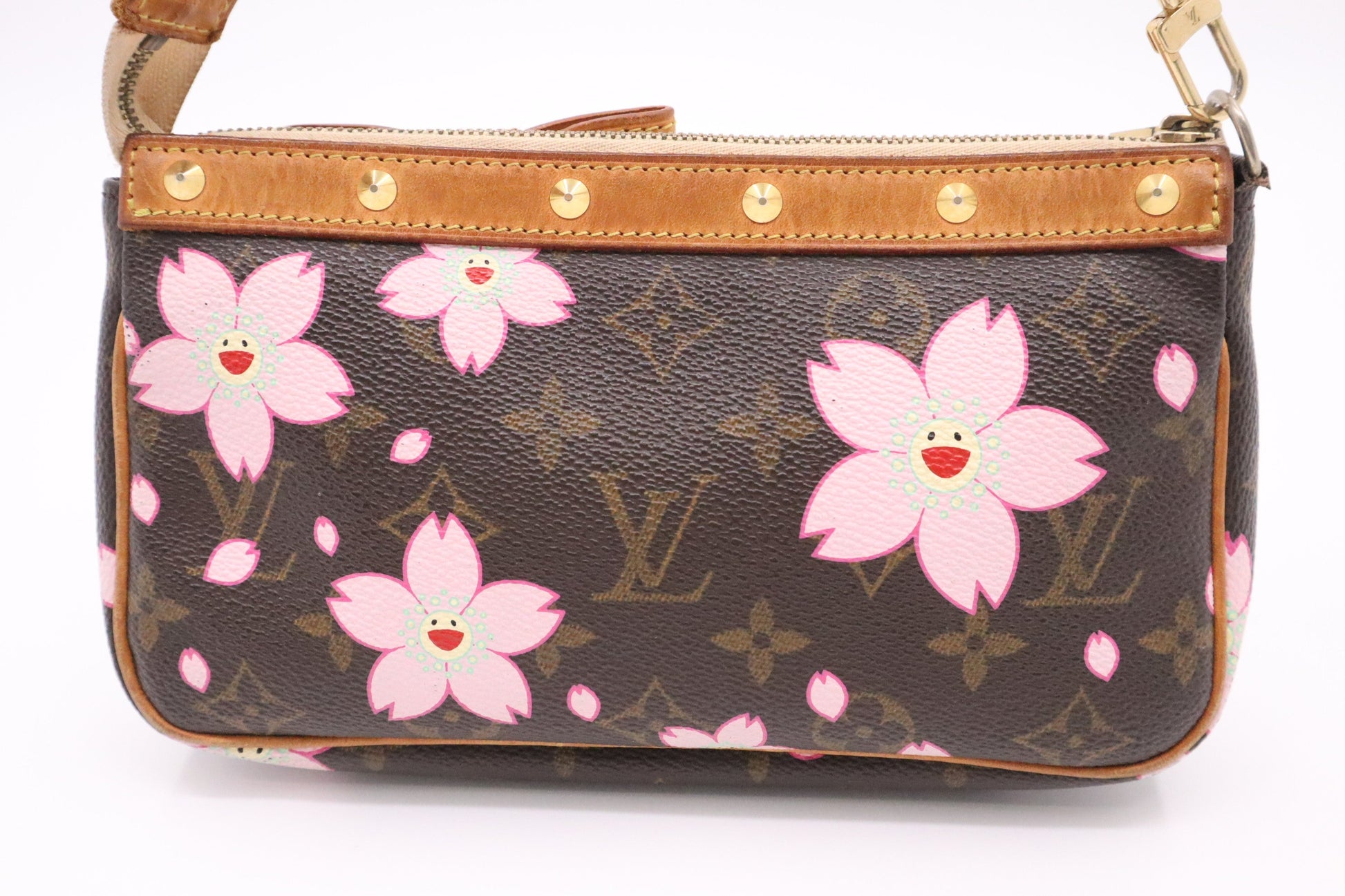 Louis Vuitton x Takashi Murakami Pochette Accessories Monogram Canvas Clutch Bag